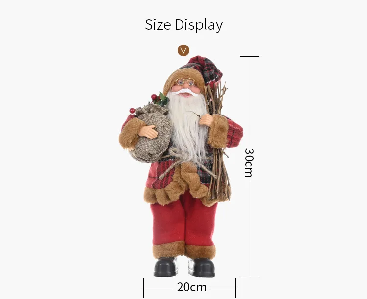 

Large 30*20cm Santa Claus Doll 2020 Christmas Tree Ornament Merry Christmas Decorations New Year Home Decoration Natal kids Gift
