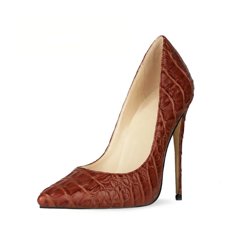 Женские туфли на высоком каблуке змеиная кожа заостренный носок высокий каблук