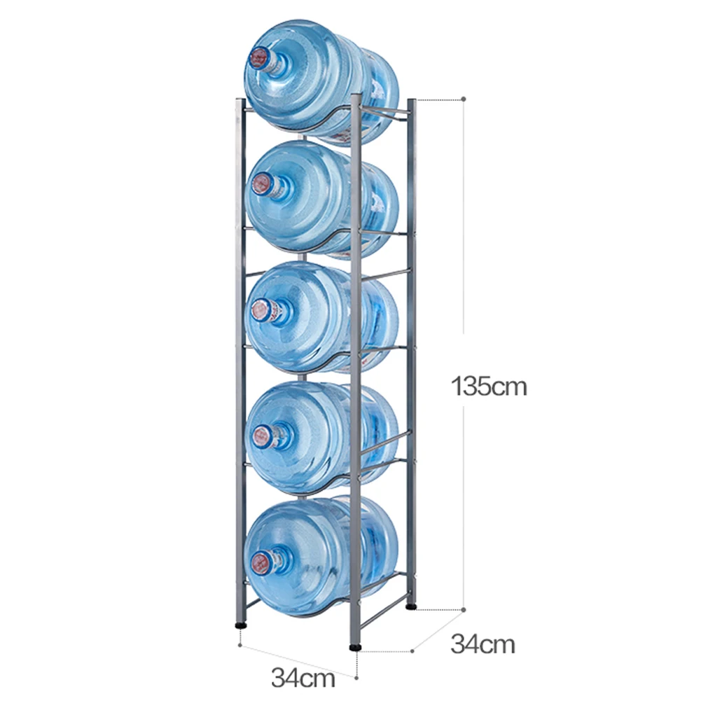 

Bucket 5-Tier Water Rack Shelf Stand Iron Baking Varnish Heavy Duty Water Cooler Jug Storage Organizer for Living Room