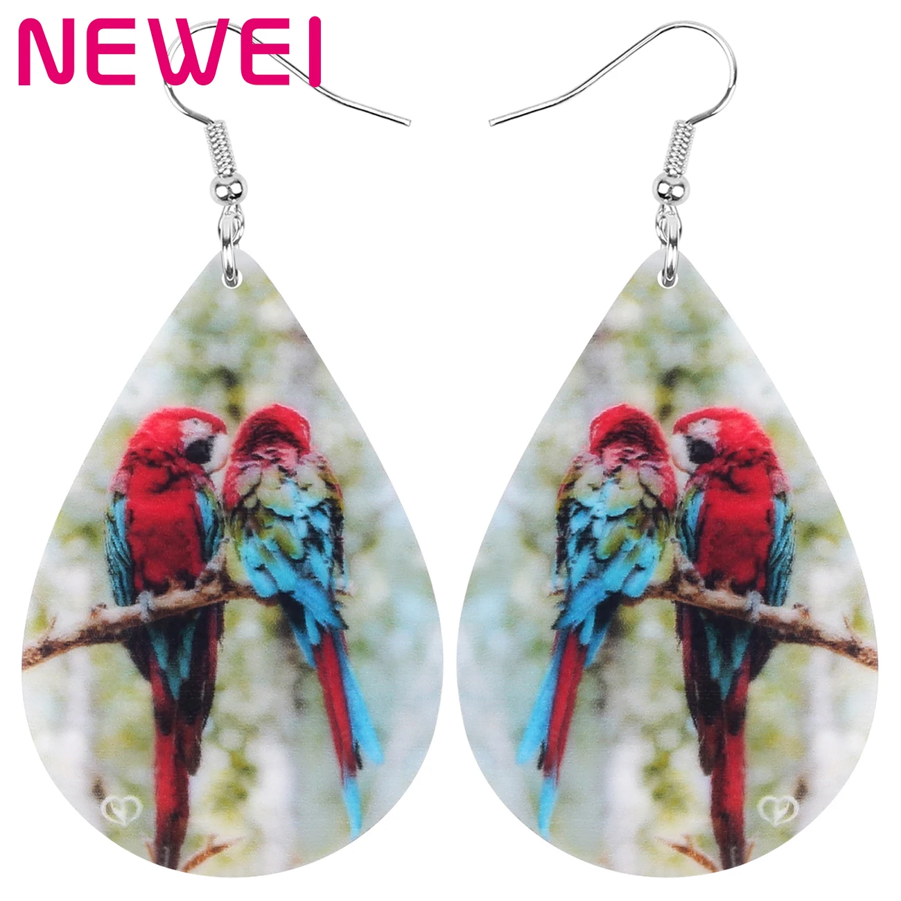 Bonsny акриловые каплевидные красные синие попугаи серьги в виде птиц животных