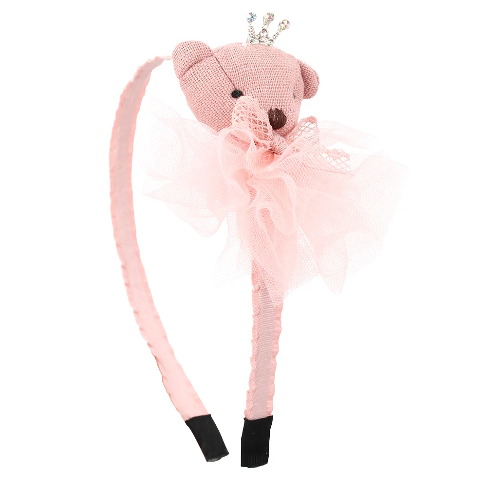 

Baby Cute Bear Bow-knot Hair Hoop Pink Lace Cute Hairbands Crown Hair Bands for Girls Headbands Kids Headwear