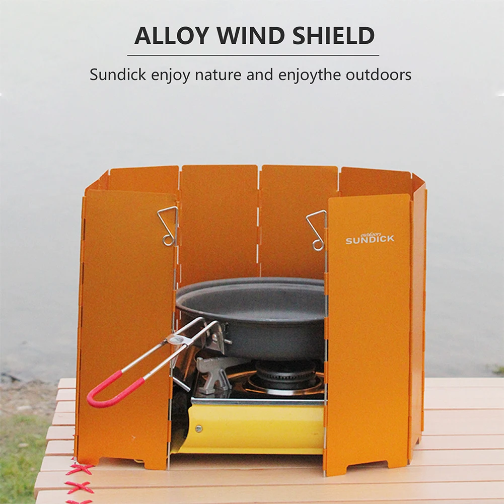 

10/12 Plates Foldable Gas Stove Windproof Shield Outdoor Camping Gas Burner Aluminium Alloy Windshield Wind Screen Protector