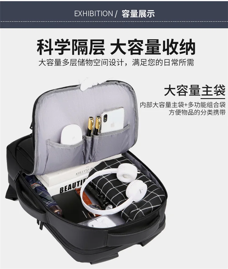 Litthing рюкзак для ноутбука мужские рюкзаки бизнес ноутбук Mochila Водонепроницаемый usb зарядка сумки многофункциональные дорожные сумки
