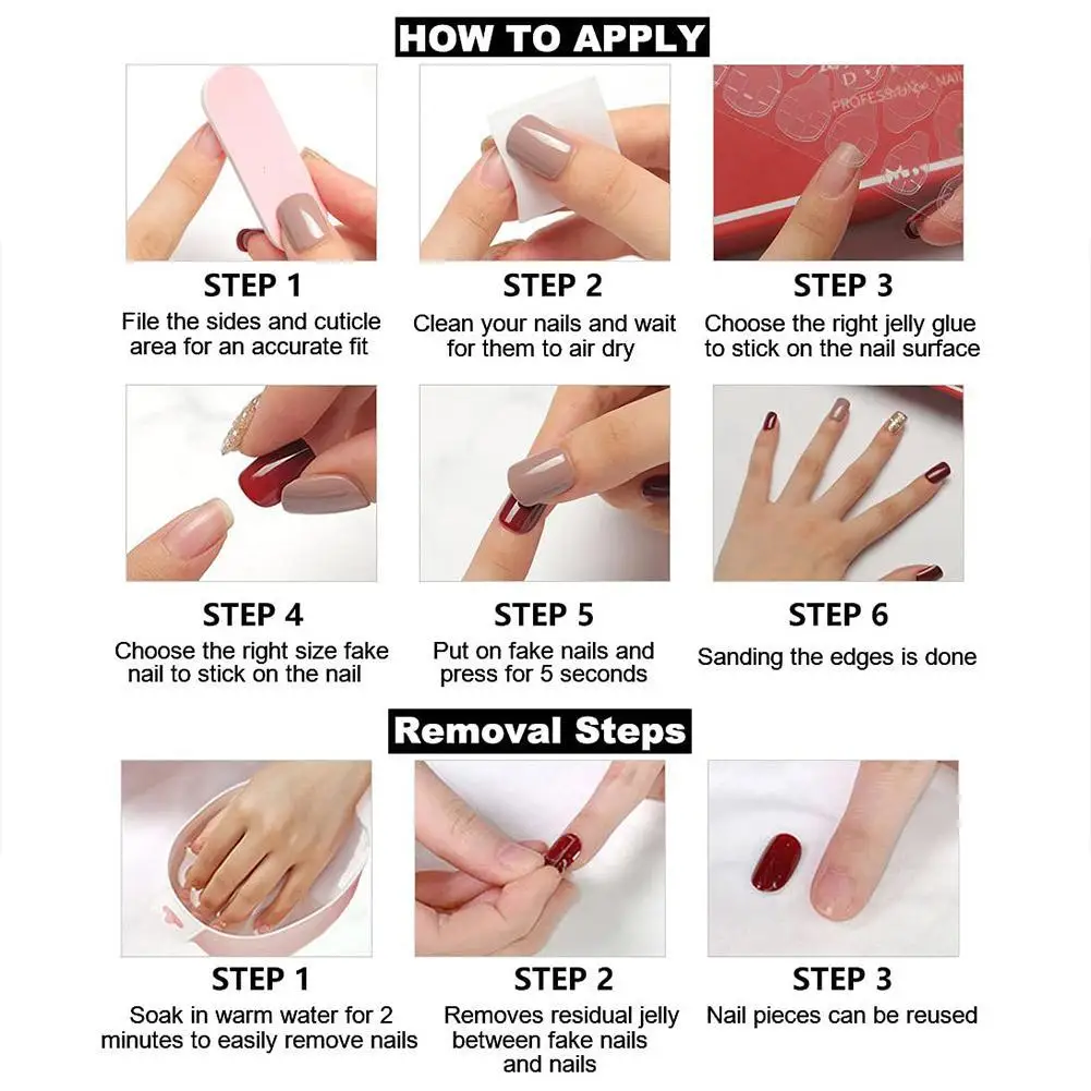 Накладные ногти для французского маникюра Обнаженная черная балетная одежда