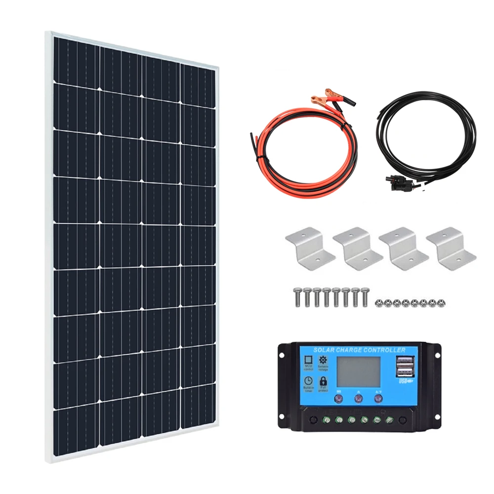 

18V 150W 300W Rigid Glass Solar Panel Monocrystalline Cell Aluminum Alloy Frame Solar Panels Kit 12V Battery Charger Home RVs