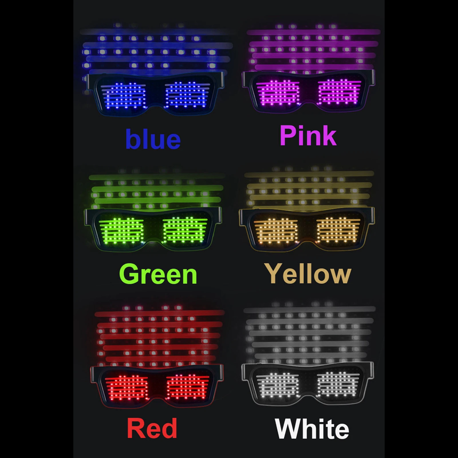 

Cool Bluetooth LED Glasses APP Control for Raves EDM Display Text USB Charge