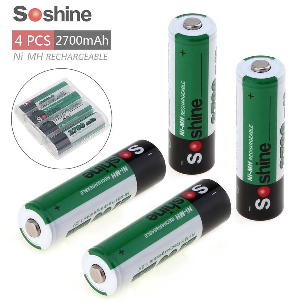 Перезаряжаемые аккумуляторы Soshine Ni MH AA 2700 мАч 8 шт./Лот батареи 2A аккумулятор +