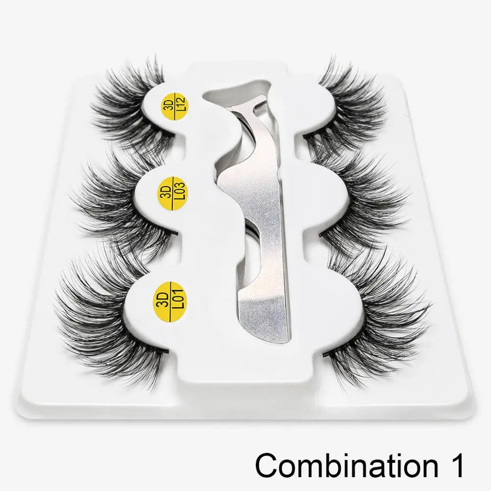 Combination 1 SEXYSHEEP, 3 пары, искусственные 3D норковые ресницы, набор, натуральные длинные накладные ресницы, драматический объем, накладные ресницы, макияж, Удлиненные ресницы - Цвет: Combination 1