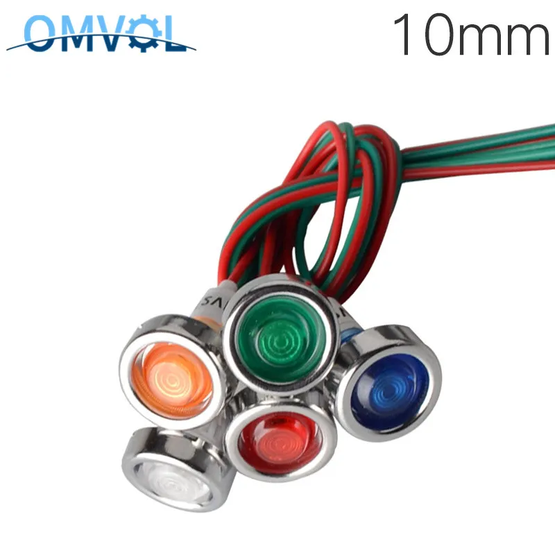 

Проволочная сигнальная лампа 12 В, красный, зеленый, желтый, световой индикатор 10 мм