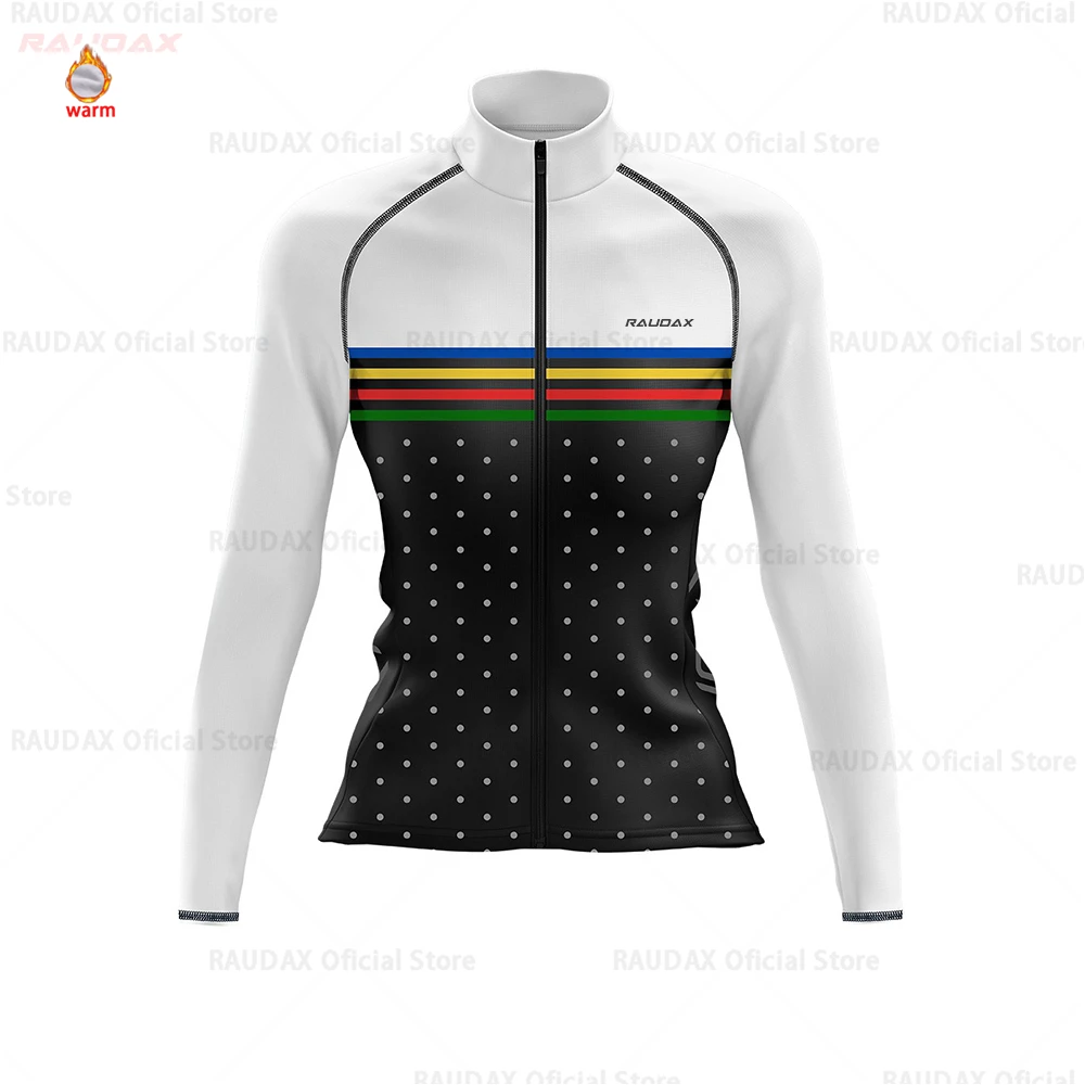 

2021 Raudax Women's Winter Velveteen Cycling Jersey Set MTB Bike Outdoor Sports Cycling Wear Long Sleeve Ropa De Ciclismo Mujer