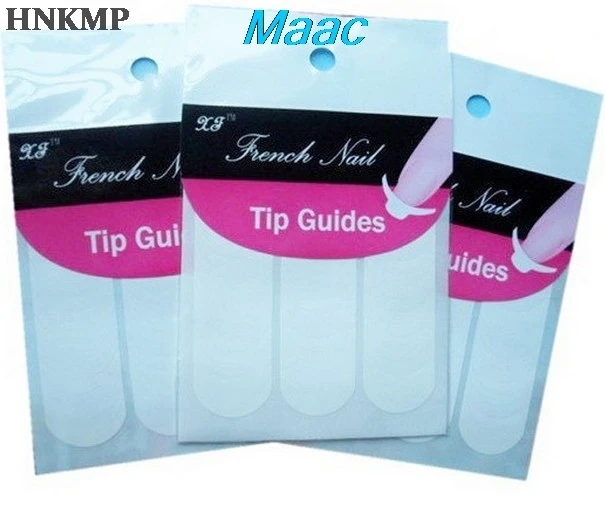 

2Packs (96PCS ) PVC White French Manicure Strip Nail Art Form Fringe Guides Sticker DIY Line Tips 17 x 3.75mm