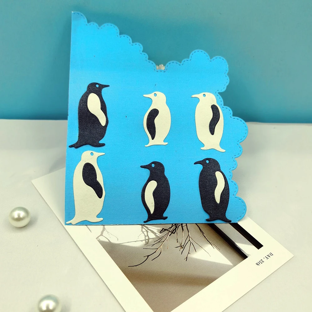 Три пингвина металлический Трафаретный вырубной штамп Скрапбукинг папки для тиснения для DIY альбом для карт искусству изготовления трафар...