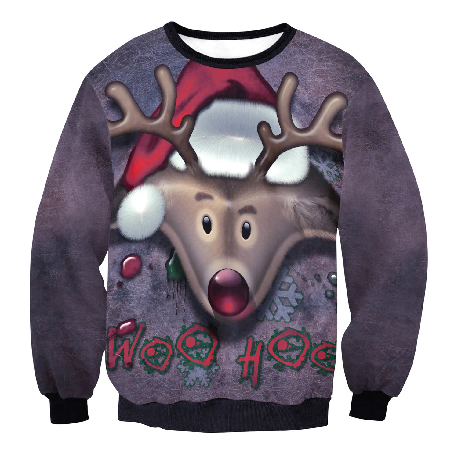 

New Pullover Hoodies Christmas Santa Moose Hoodie 2021 Fashion Men's Hoodies Sweatshirt long-sleeve round collar loose Hoodies
