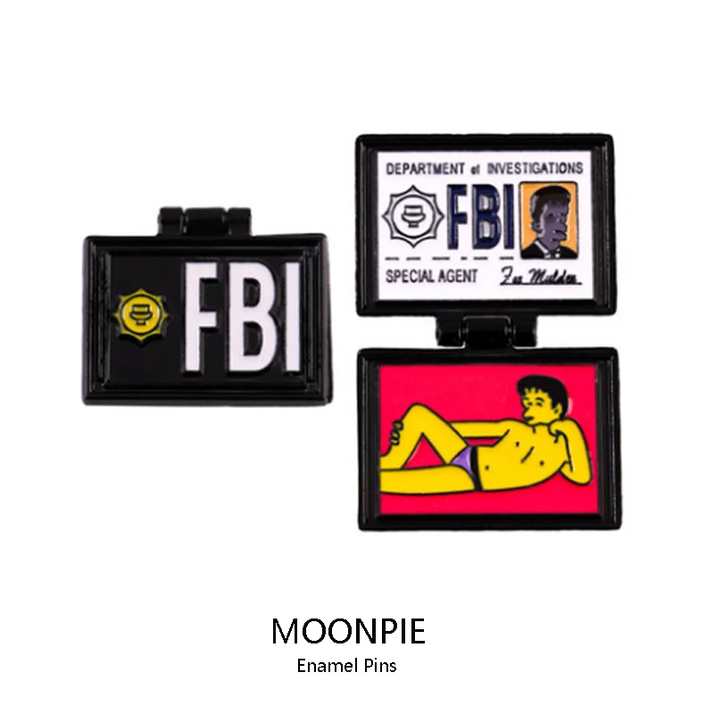 FBI Pins Fox Mulder ID Card Brooches Enamel pins Lapel pins Badges Movie Jewelry Brooches for Geek