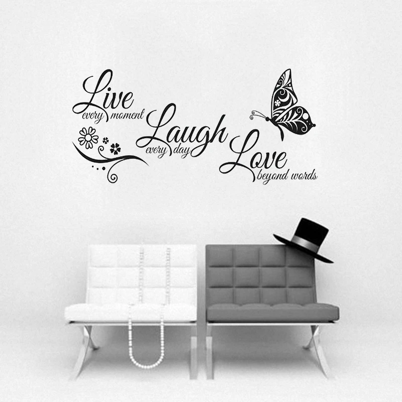 Живой смех любовь настенная художественная наклейка цитата Виниловая на стену