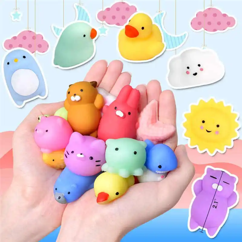 

30pcs Kawaii Cartoon Fidget Toy Pack Cute Animals Squishy Adult Mochi Rising Antistress Children Stress Relief Toys No Repeat