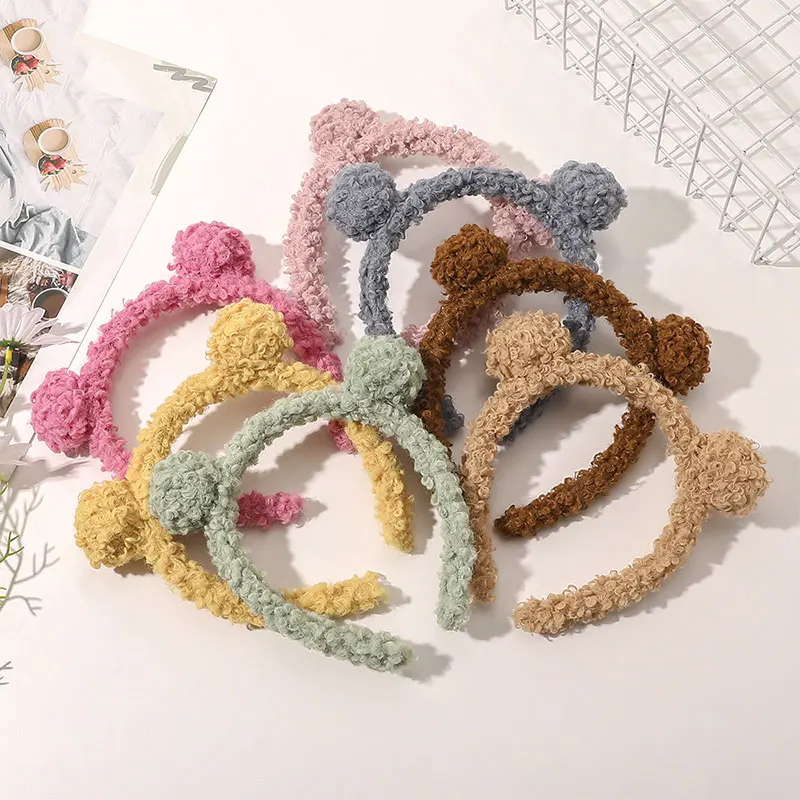 

Solid Color Headband Pure Sweet Lambswool Hair Bands Korean Style Bear Hair Bands Wash Face Hair Bands Hair Accessories