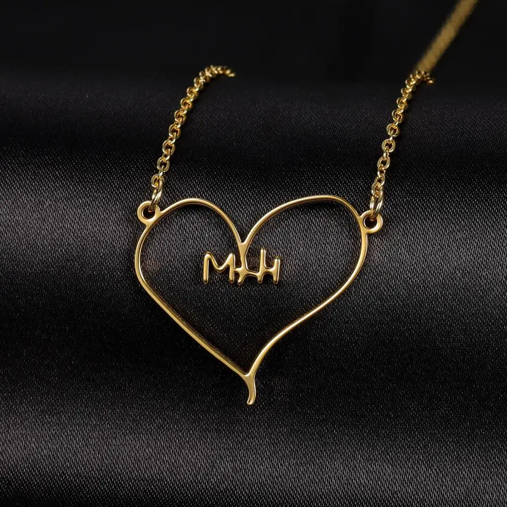 

100% 925 Sterling Silver Handmade Letter Name Necklace and Heart Personalized Custom DIY Silver Nameplate Christmas Gift