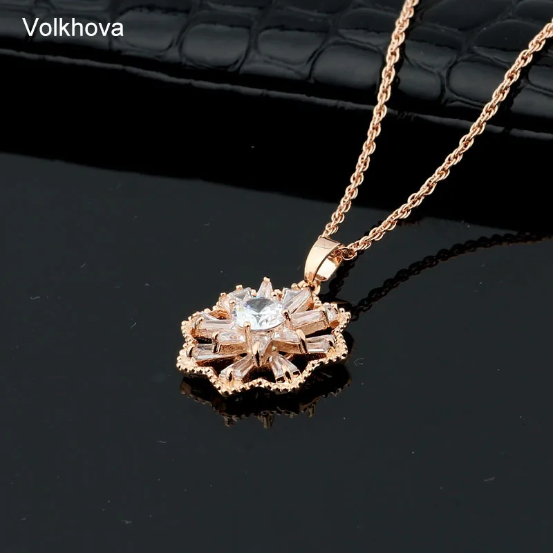 Кулон в форме цветка из розового золота 585 пробы кулон с фианитом класса ААА