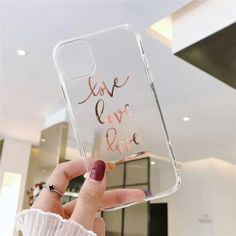 

gold Phone Case Clear Transparent for iPhone 11 12 mini pro XS MAX 8 7 6 6S Plus X 5S SE XR 2020
