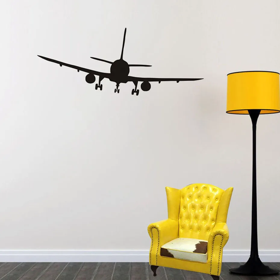 Холодный Воздушный лайнер силуэт самолета настенные наклейки домашний декор