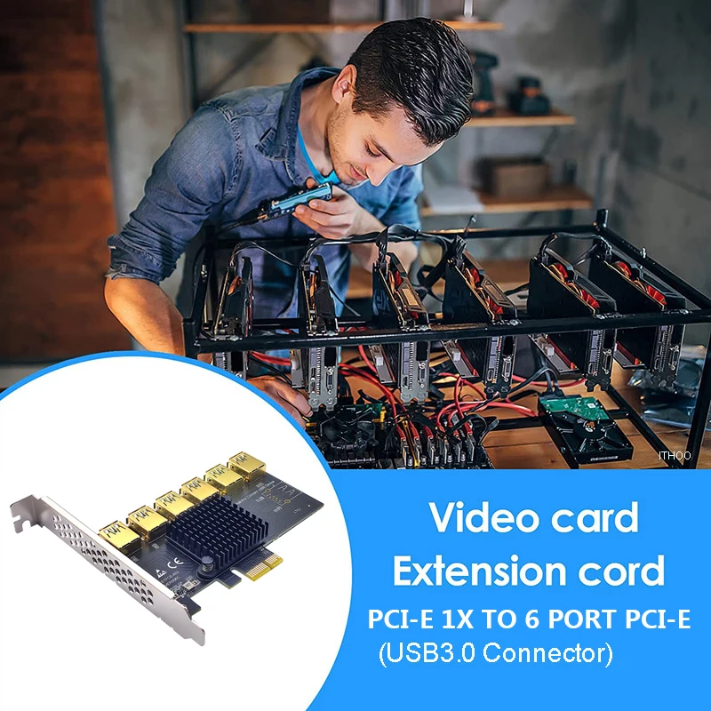 Плата расширения PCI Express Gold PCIE PCI-E от 1 до 6 USB 3 0 усилитель концентратора X16 1X 16X