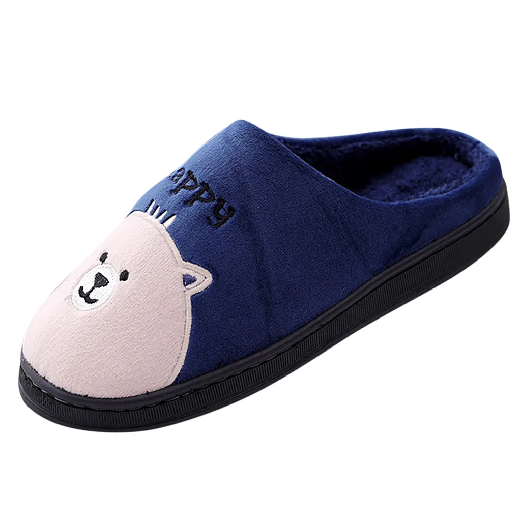 Мужские и женские милые теплые хлопковые мягкие плюшевые домашние тапочки с