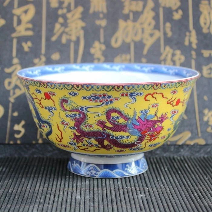 

Chinese Old Porcelain Blue And White Colorful Bowl Panlong