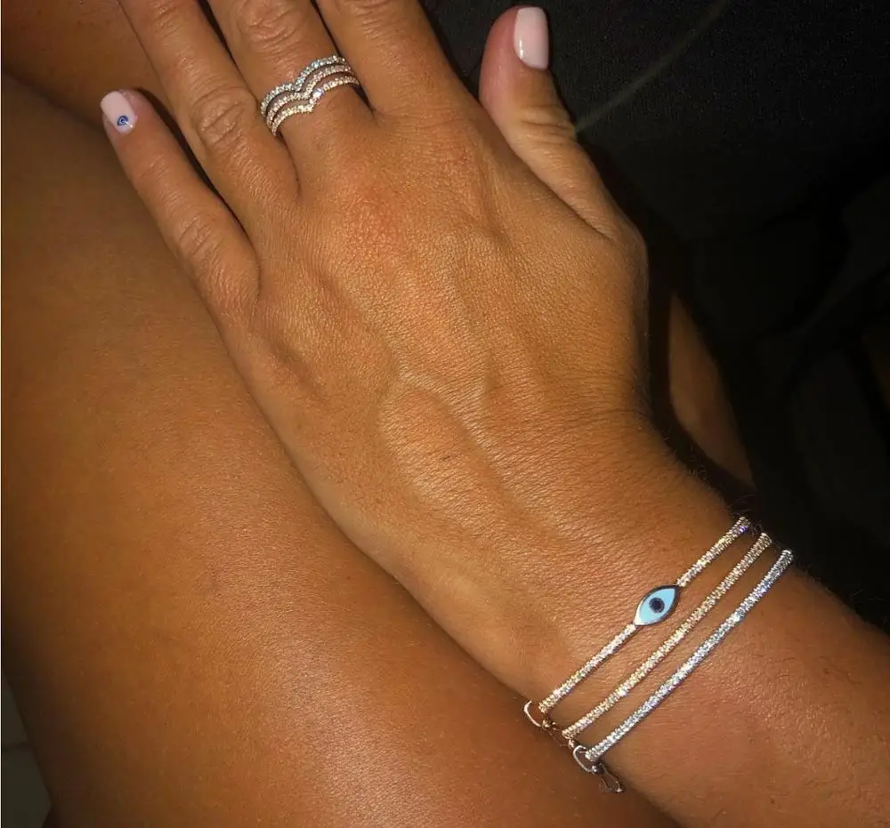 Женский эмалированный браслет из розового золота с изображением сглаза |