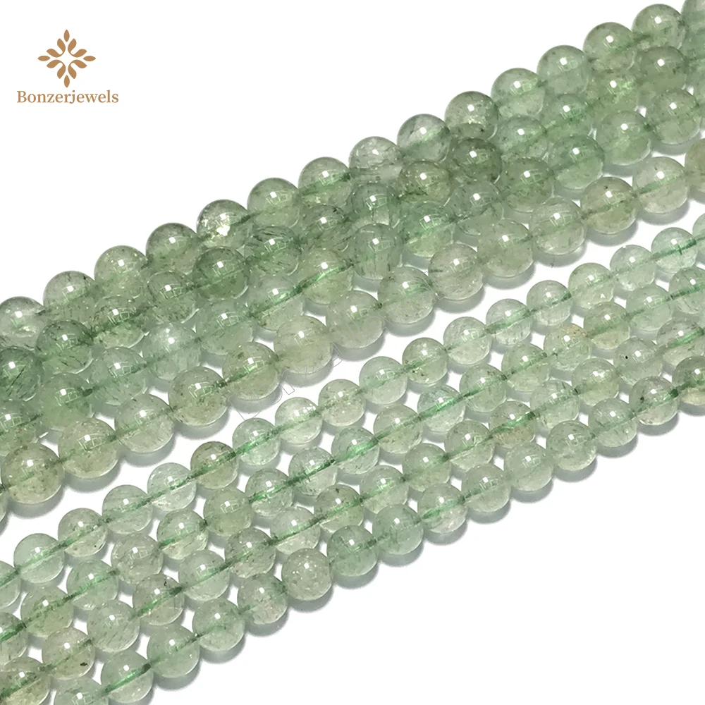 Genuine Green Strawberry Quartzs Crystals Stone Round Spacer Beads For Jewelry Making DIY Bracelet Necklace 15'' 6/8/10MM