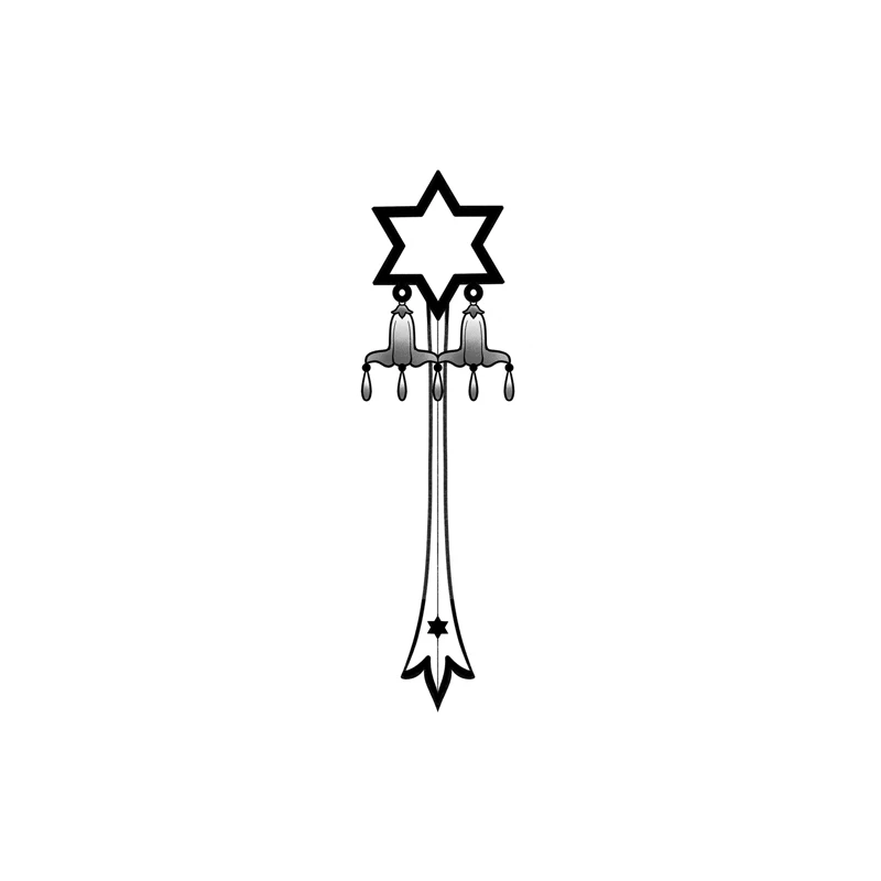 

19MM×68MM Six-pointed Star Key Tattoo Sticker Lasting Waterproof Personality Retro Artistic Girl