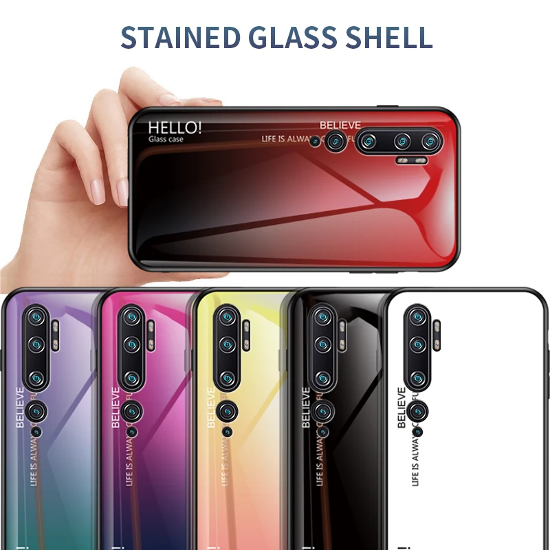 For xiaomi mi cc9 pro Case Shockproof Back Cover Gradient Tempered Glass for Xiaomi Mi Note 10 Global Pro case |