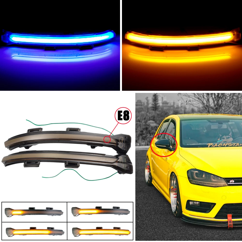 

2pcs For VW Golf 7 R 2012-2020 Dynamic LED Turn Signal Light Side Wing Mirror Indicator