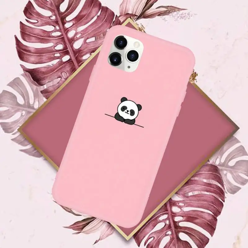 

Panda Cat Dinosaur fashion Phone Case Candy Color for iPhone 6 7 8 11 12 s mini pro X XS XR MAX Plus