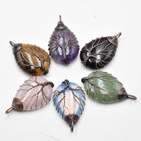 natural stone crystal tree of life antique pendants roses quartz wire wrapped trendy jewelry making wholesale 6lot free
