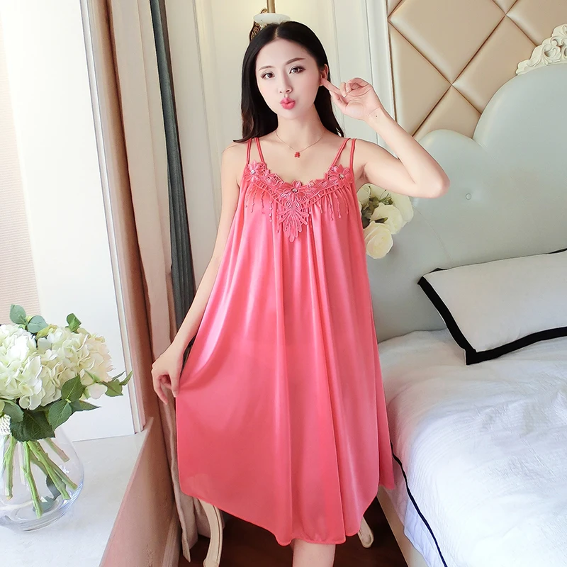 Большой размер 4XL Летняя женская ночная рубашка шелковая одежда для сна Женское
