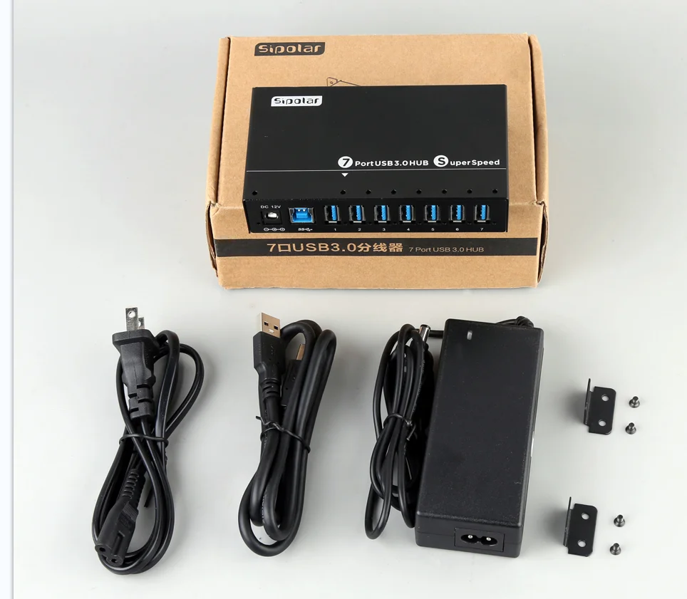 Новый USB концентратор Sipolar 3 0 с адаптером питания алюминиевый 7 портовый для