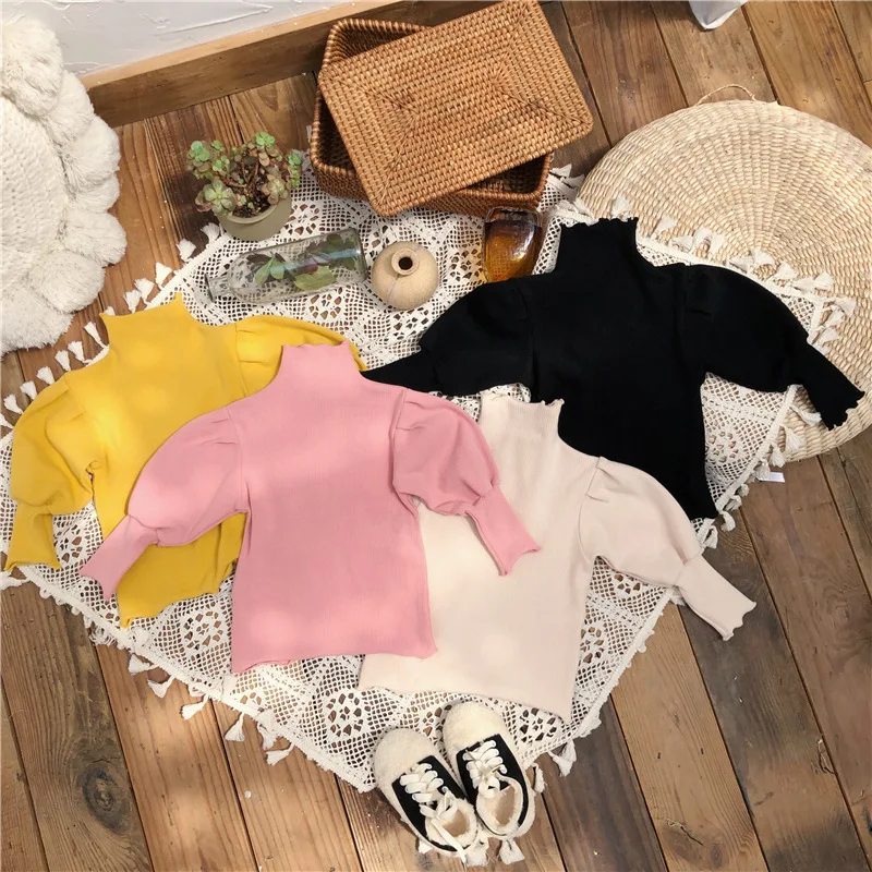 Весенне-осенний свитер для девочек детский трикотаж, детские вязаные топы, детская одежда Модный корейский стиль, прочный фонарь, рукав от 1 до 7 лет