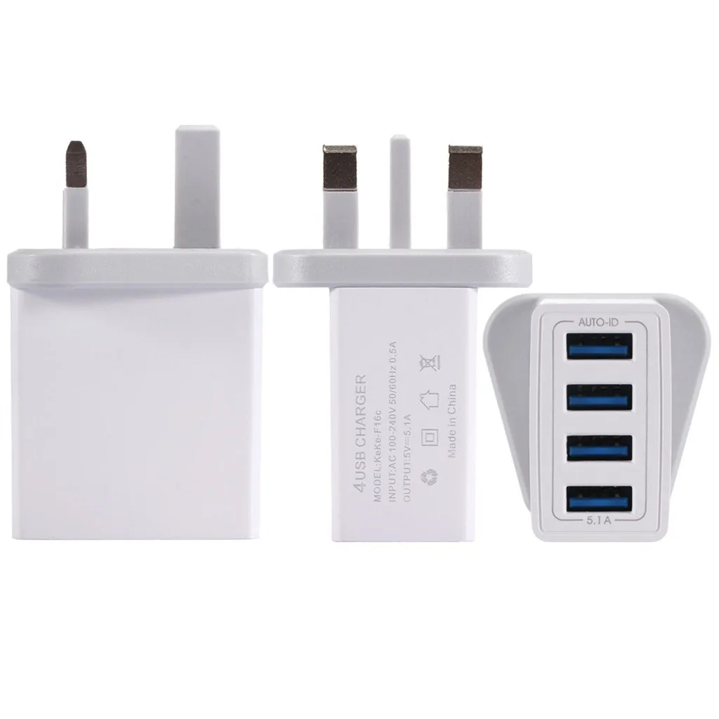 Ouhaobin USB зарядное устройство UK настенное зарядное устройство USB адаптер 4 порта 5.1A быстрая зарядная станция зарядное устройство для смартфонов usb-хаб зарядное устройство