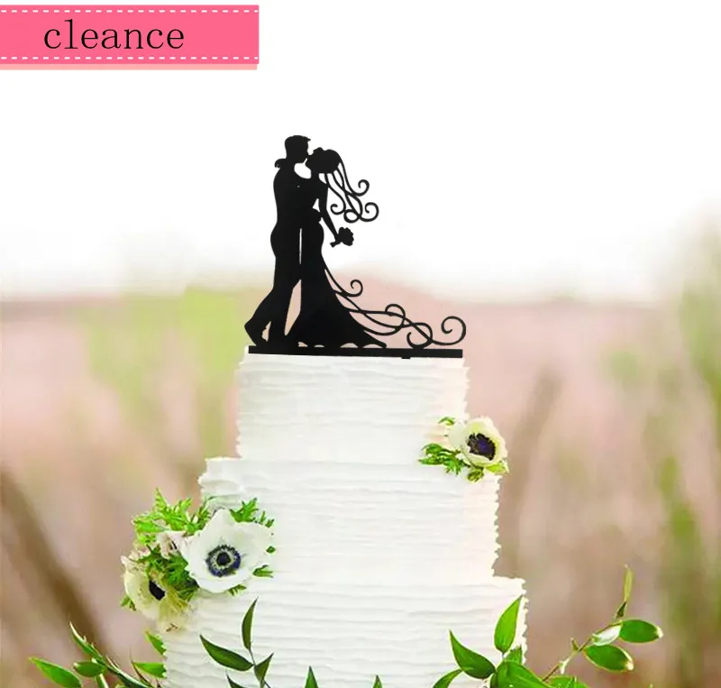 

Топпер для свадебного торта с силуэтом невесты и жениха, черные акриловые топперы для торта, украшение для свадьбы, годовщины, помолвки вече...
