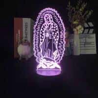acrylic 3d led night light blessed virgin mary touch 7 color changing desk table lamp home decorative sleep light christmas gift