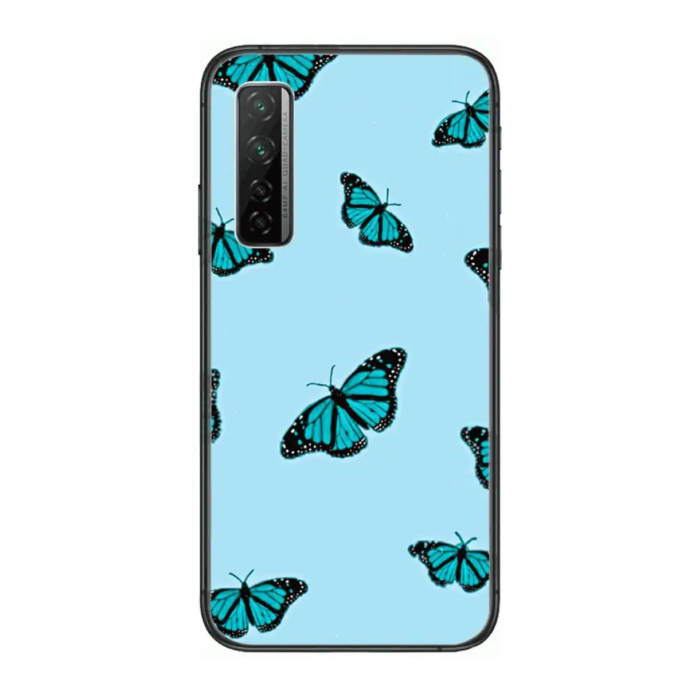 

Sky & Butterfly Pattern Phone Case For Huawei Nova 2 3 4 5 6 7 8 SE i E Pro Lite Black Etui Coque Painting Hoesjes comic fashio
