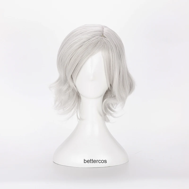 Жизнерастворимые парики для косплея V Короткие вьющиеся серебристые и белые