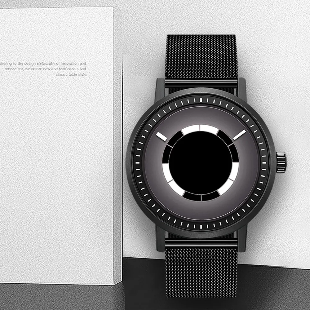 

BOYADKA Mens Watches New Pointerless Creative Quartz Watch Men Casual Slim Mesh Steel Waterproof Sport Watch Relogio Masculino