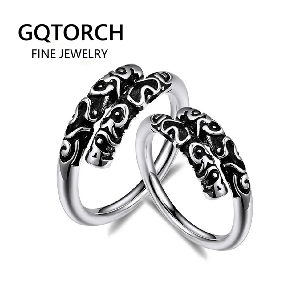 Подлинное твердое 925 пробы Серебряное кольцо для пары винтажное инкатантное