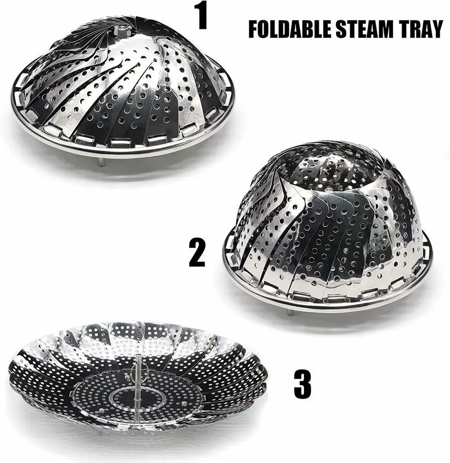 Корзина для пароварки овощей 100% Премиум нержавеющая сталь (14 23 см) складной