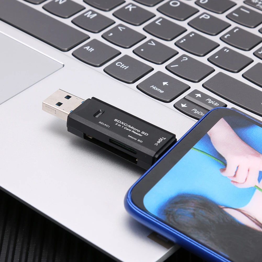 Устройство для чтения SD-карт 3 USB 0 в 1 OTG высокоскоростной кардридер Type-C TF/Mirco SD