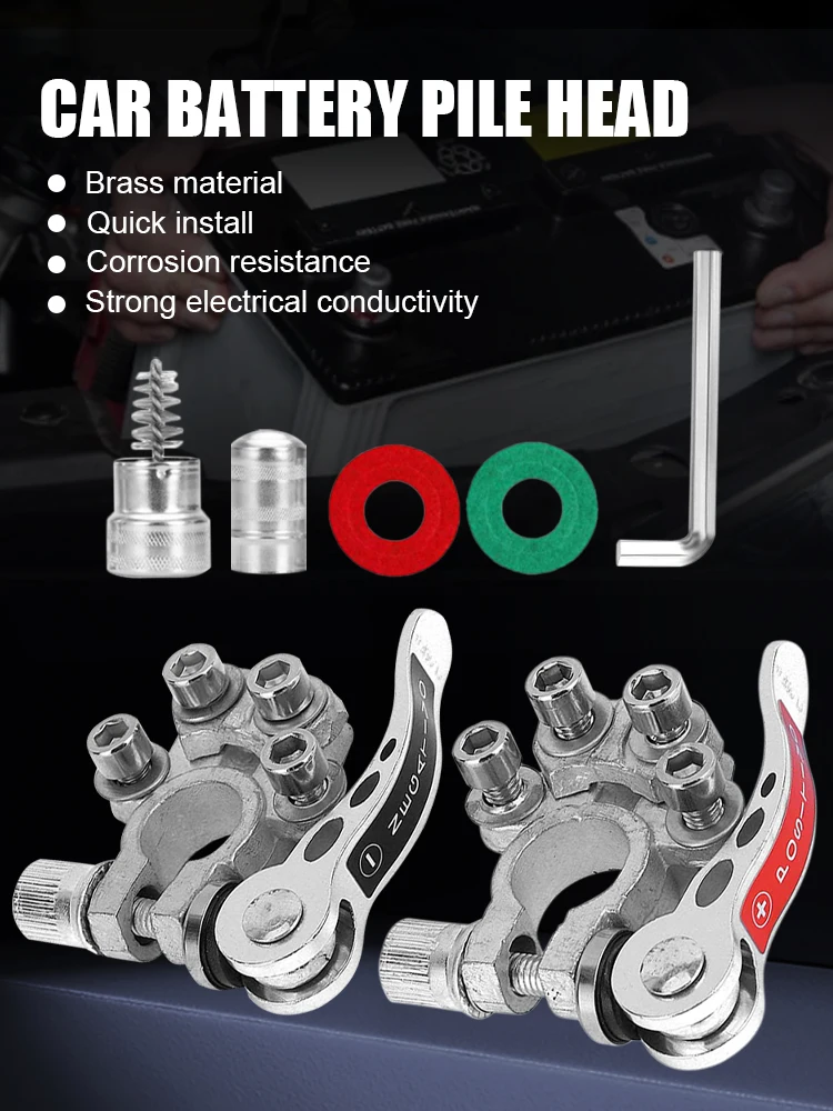 

Car Battery Terminal Connector Quick Disconnect Positive and Negative Terminal Brass Clamp Connectors for Boat Car UTV Truck