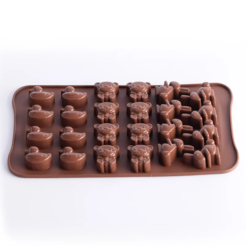 24 Отверстия в форме медведя кролика утки 3D силиконовая форма для шоколада желе