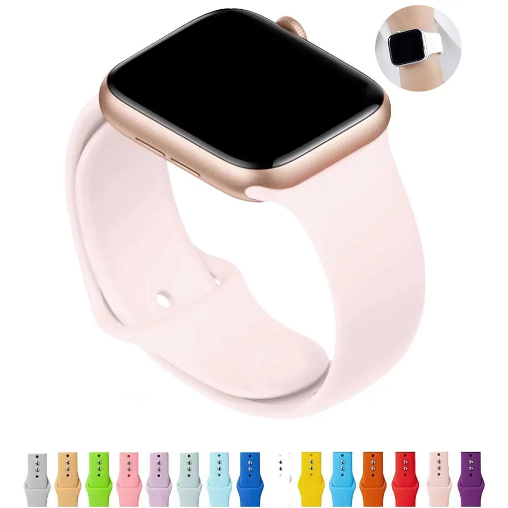 

Strap For Apple Watch band 44mm 42mm 40mm 38mm Sport Silicone watchband bracelet iWatch for apple watch series 6 SE 5 4 3 2 se